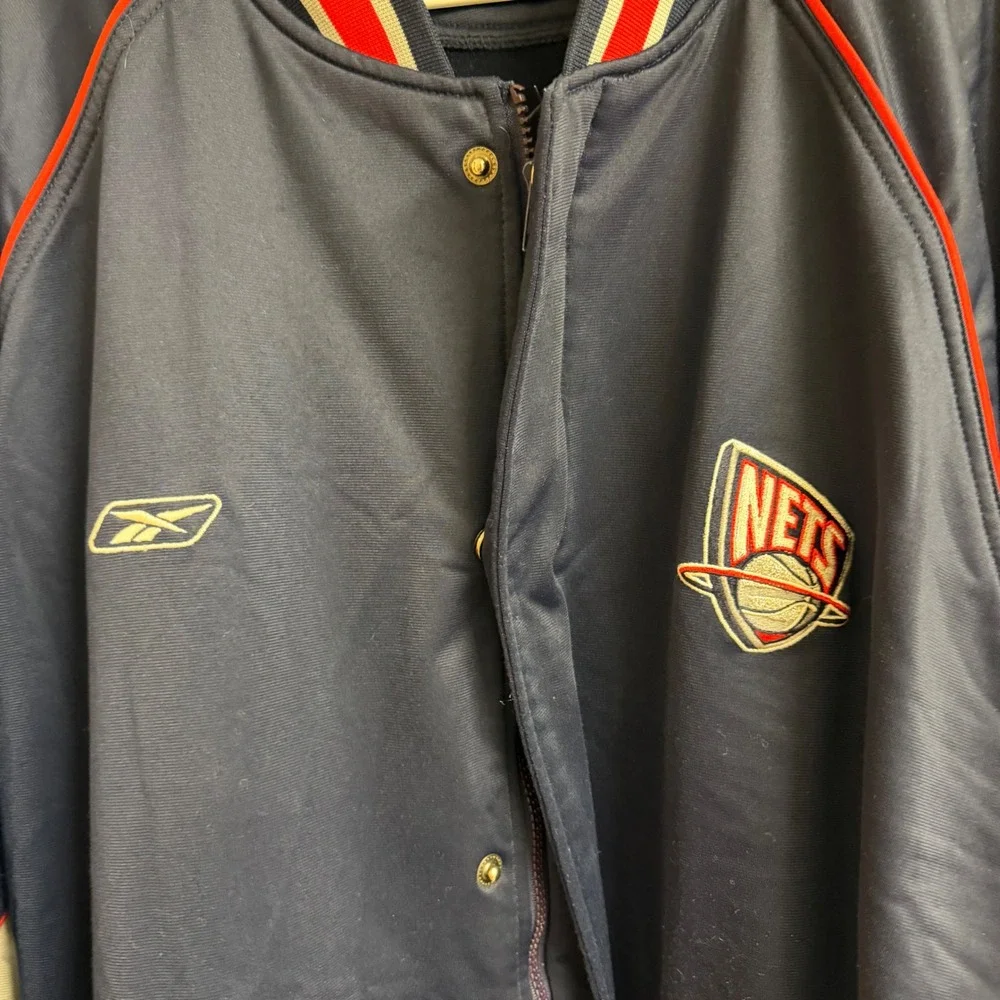 Reebok VTG‎ Retro New Jersey Nets Basketball Jacket 4XL Snap Player Issued Warm